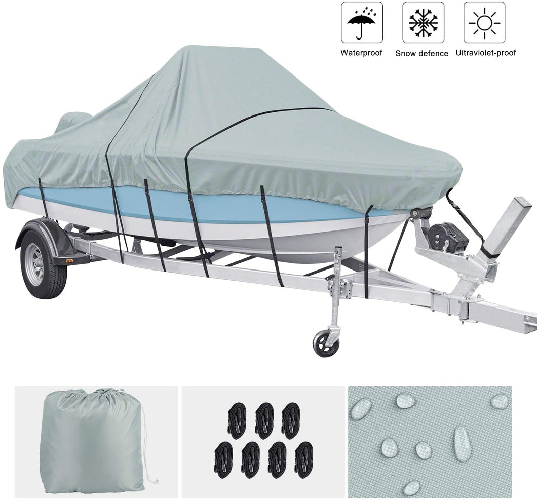 Heavy Duty 420D Waterproof Trailerable V-Hull Runabout Boat Cover