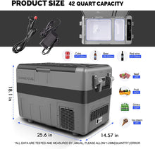 Load image into Gallery viewer, 12V Dual-Zone 42-Quart Portable Quickly Cool Down Car Refrigerator for Driving, Camping, RV Travel

