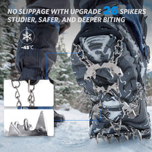 Load image into Gallery viewer, CHANGE MOORE Crampons Ice Cleats Ice Snow Grips with 26 Stainless Steel Spikes - Fit for Shoes and Boots, Hiking Climbing Fishing Walking Jogging
